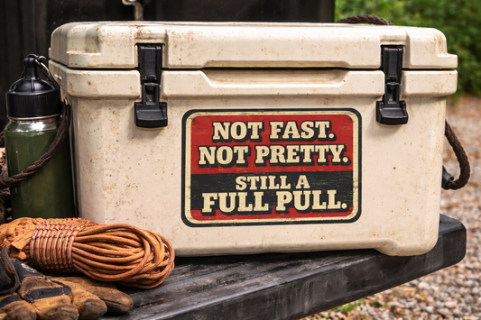 "Not Fast, Not Pretty, Still a Full Pull" Retro Racing Sticker Vinyl Decal
